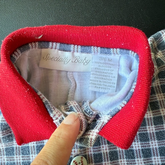 Vintage Specialty Baby Plaid Baby Baseball Romper - Picture 4 of 5